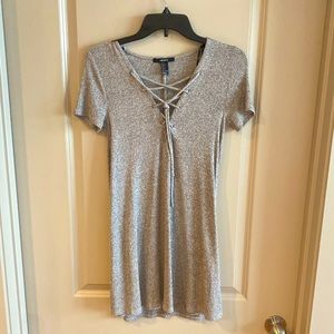 F21 Grey Knit Lace Up Dress